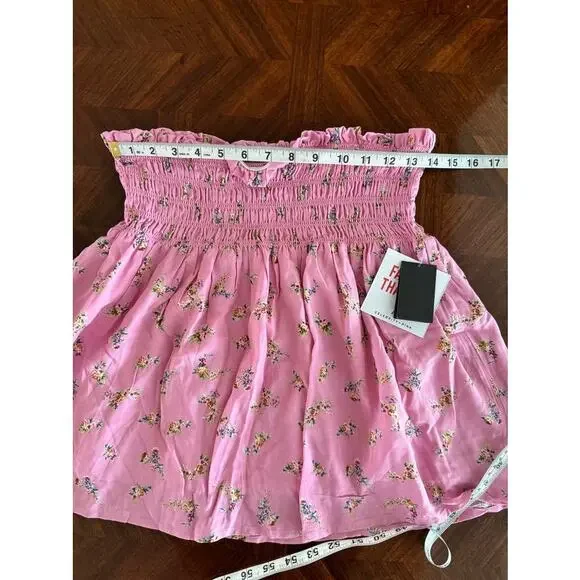 Celebrity Pink Floral Smocked Halter Top Pink Ruffle Stretch NWT XL - Picture 5 of 8